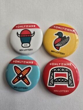 Set of 4 Minnesota L. otter.y pins button badge brooch